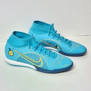 NIKE SUPERFLY 8 ACADEMY FG/MG CHLORINE BLUE-LASER ORANGE  7.5 DJ2873-484 CLEATS
